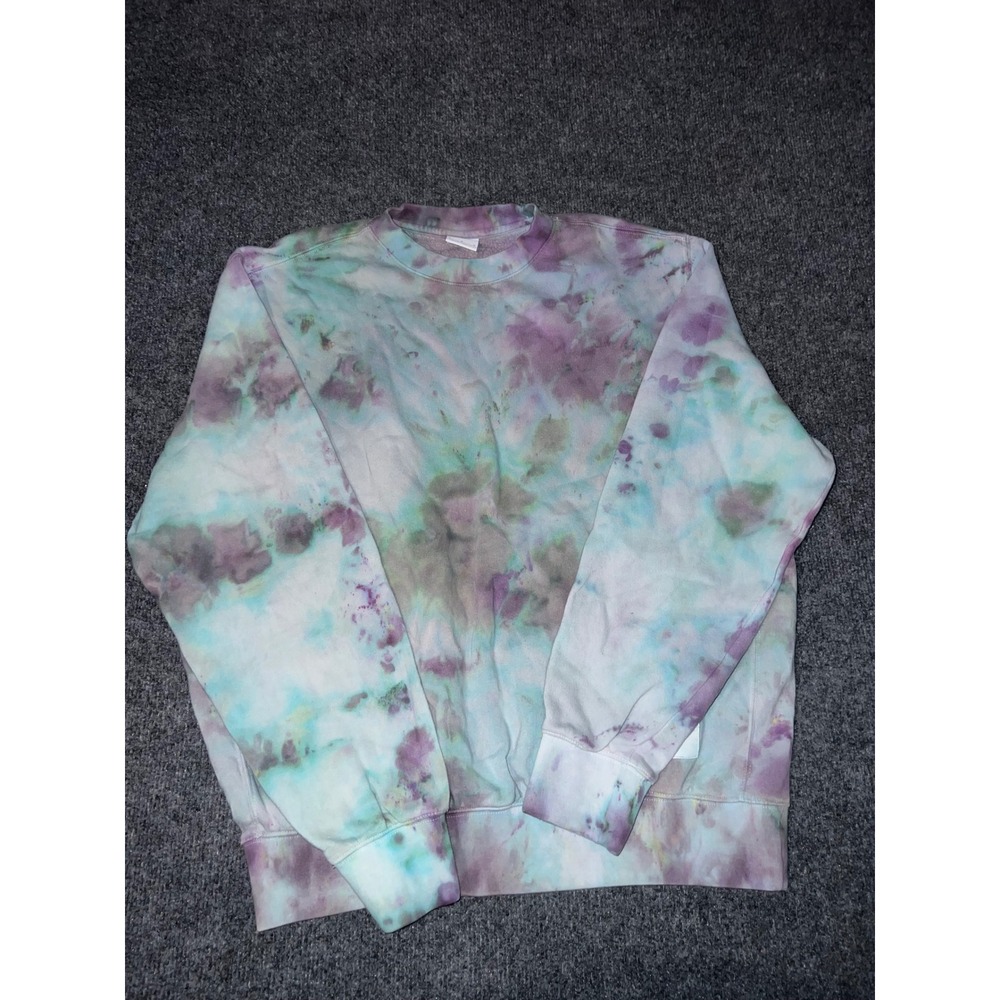 Nike Tie Dye Sweatshirt Medium Purple Blue Green Fleece Pullover 336329-PFD